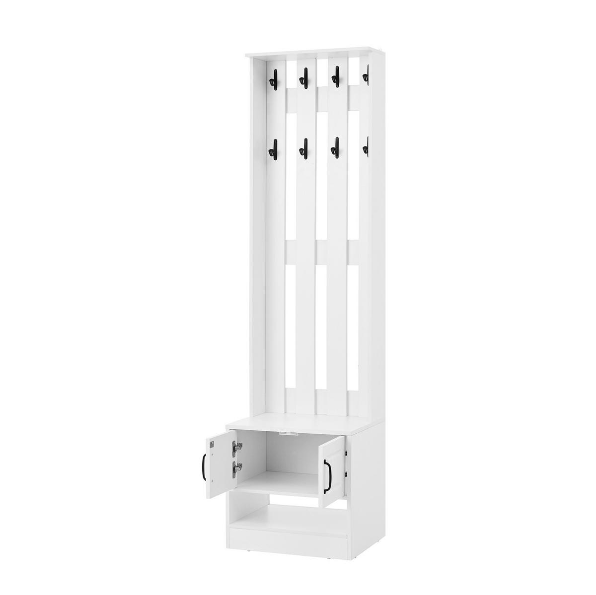 SCHUHSCHRANK mit Sitzmöglichkeit 50 x 36 x 190 cm Spanplatte Weiß - Weiß, Holzwerkstoff (36/190/50cm) - Beauniv