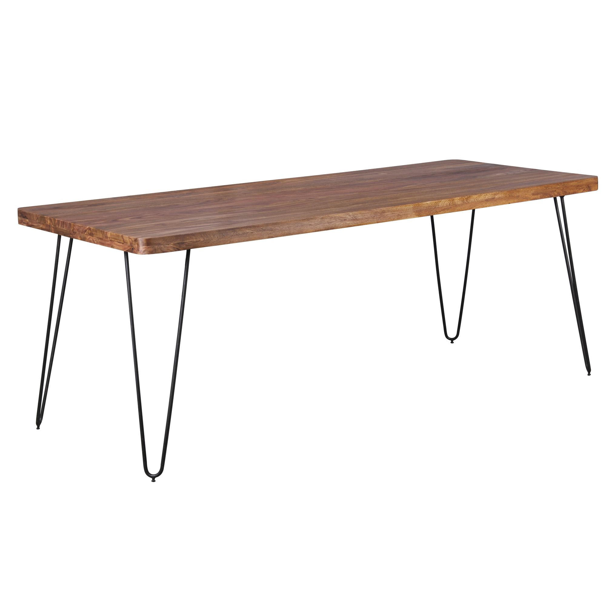 ESSTISCH Massivholz Metallbeine Rechteckig Landhausstil BAGLI, Dunkelbraun 80x200x76 cm - Schwarz/Braun, Holz/Metall (200/80/76cm) - KADIMA DESIGN