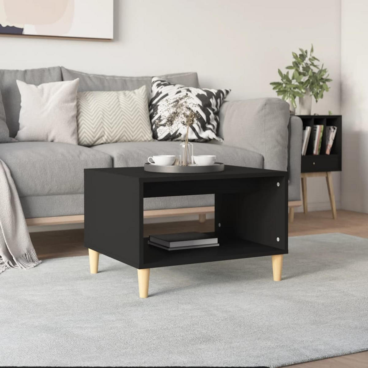 COUCHTISCH Schwarz 60x50x40 cm Holzwerkstoff - Schwarz, Holzwerkstoff (60/50/40cm) - furnicato