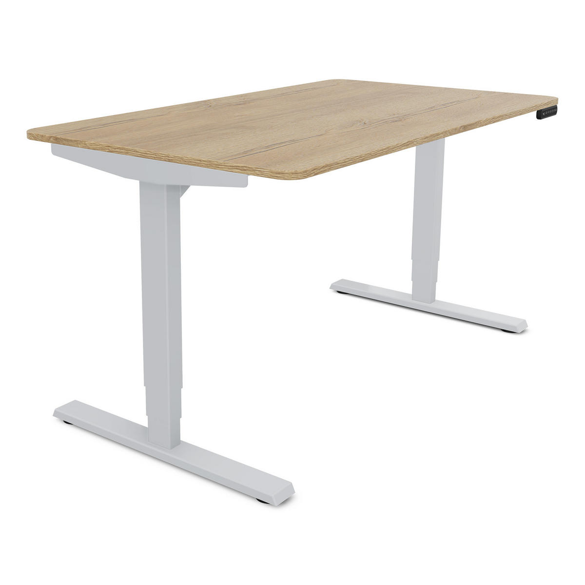 SCHREIBTISCH Elektrisch höhenverstellbarer Schreibtisch Y-Line Curved Eiche Natura Weißaluminium 140/80/62-127cm - Weiß Hochglanz/Silberfarben, Holzwerkstoff/Metall (80/140/127cm) - ASSMANN