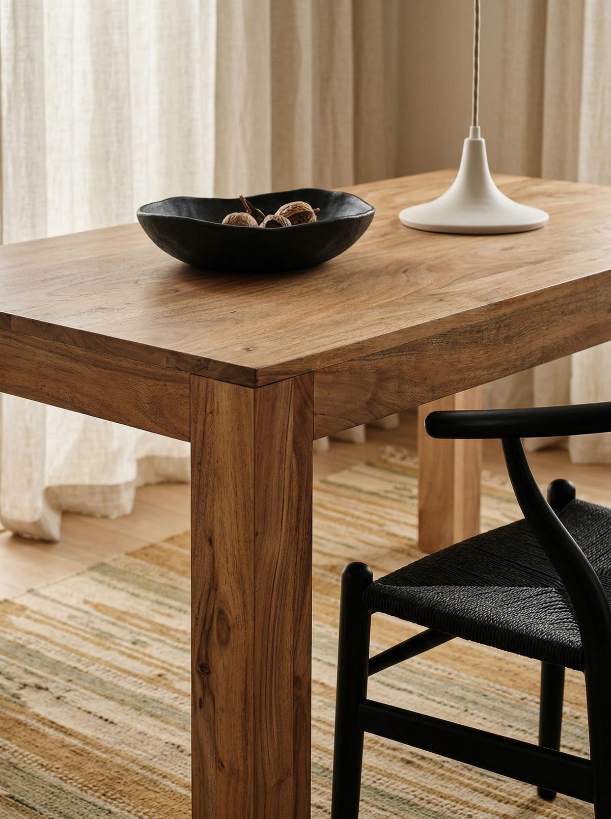 ESSTISCH Massivholz Akazie Rechteckig Handgefertigt NAKO, Beige 120x60x76 cm - Hellbraun/Beige, Akazienholz/Holz (60/120/76cm) - KADIMA DESIGN