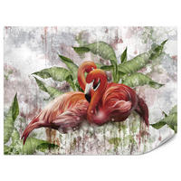 FOTOTAPETE für Schlafzimmer Abstrakte Flamingos Beton Tropische Blätter Palmen Natur 450x315 - Multicolor, Papier (450/315cm) - Muralo