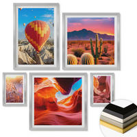 WANDBILDER 5er Set - 50x50 cm & 20x30 cm & 40x60 cm Silberner Rahmen - Landschaften von Wüstenschluchten - Silberfarben, Kunststoff (40/60cm) - ArtPrintCave