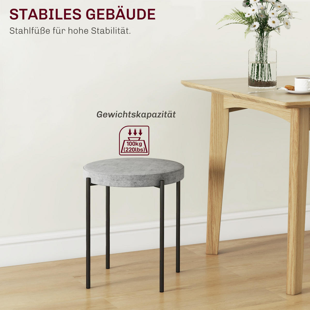 ESSZIMMERHOCKER - Grau, Kunststoff/Metall (41.5/46/41.5cm) - HOMCOM
