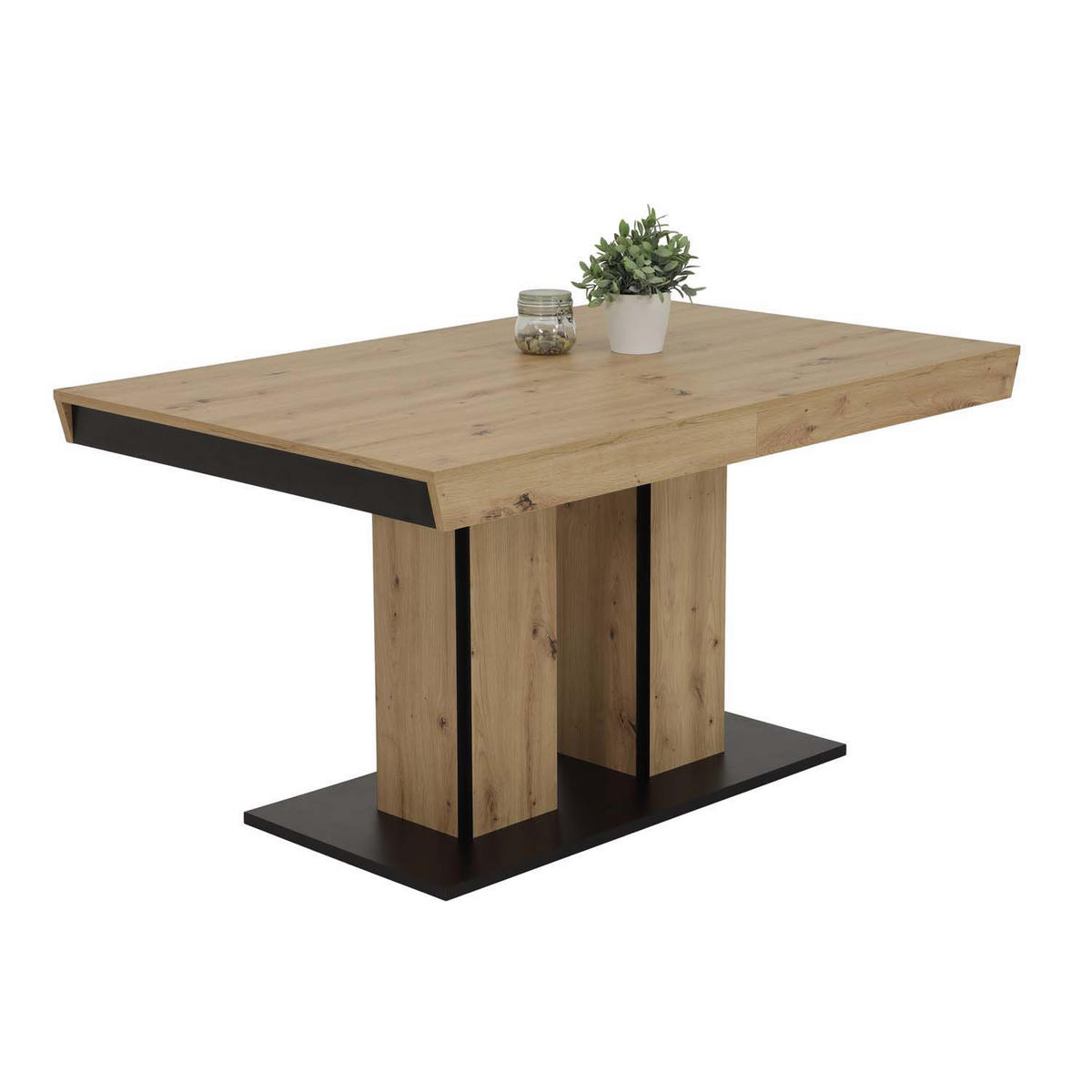 ESSGRUPPE Kamilla, 5 tlg. - Tisch Artisan, 4 Stühle Wildberry - Eiche Artisan/Dunkelrot, Holzwerkstoff/Textil (140/76/90cm) - Möbel Stellbrink