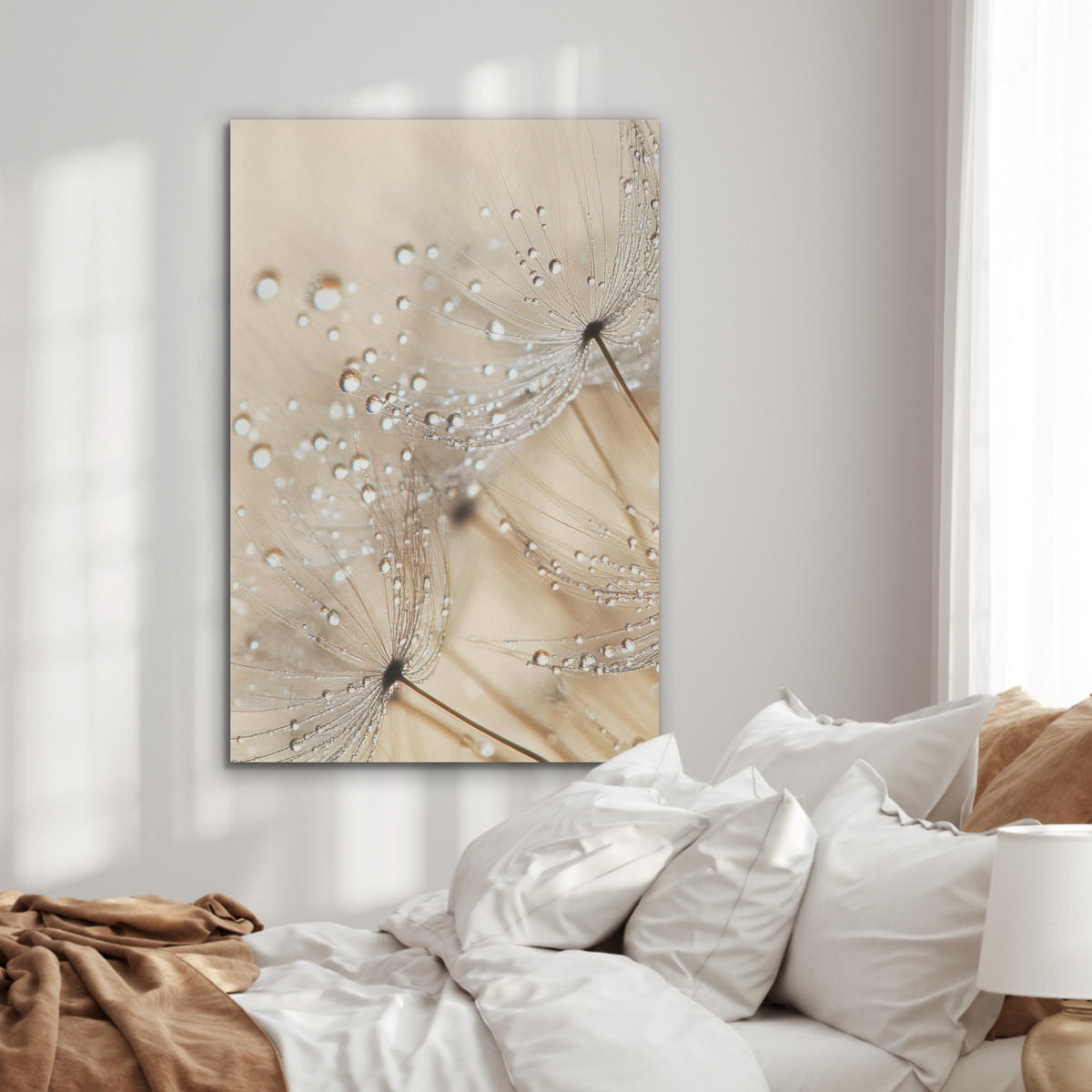 AKUSTIKPANEEL Löwenzahn - Abstrakt - Natur - Beige 70x100 cm - Braun, Textil (70/0.9/100cm) - MuchoWow