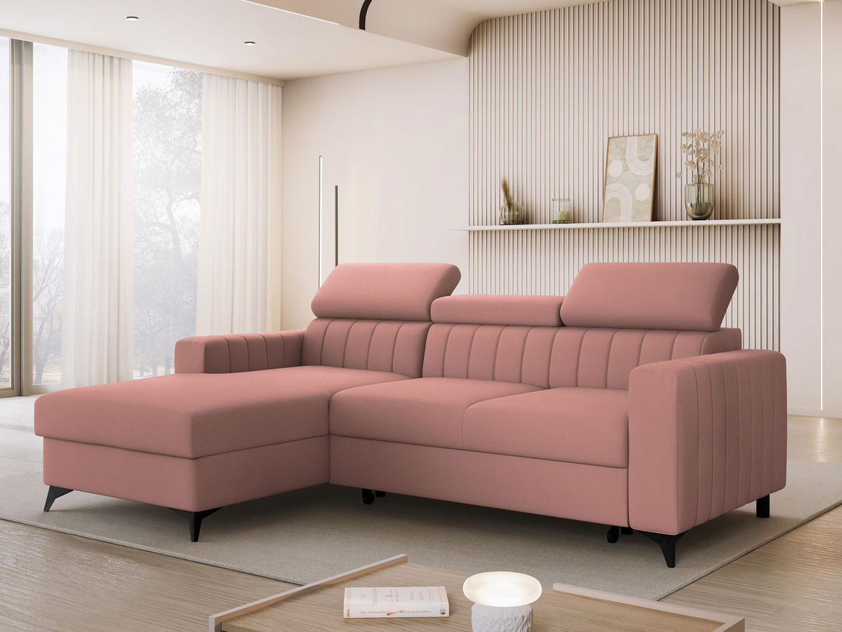 COLTAR Milano, Stanga LC+2R - roz/negru, material textil/lemn (236/172cm) - MIRJAN24