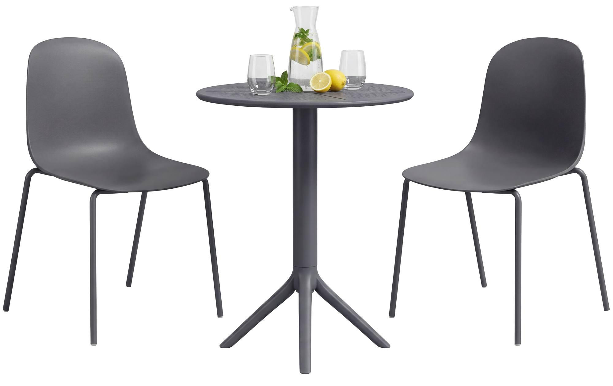 GARTENMÖBEL-SET Ella 2 Stühle 162x60x85cm Kunststoff Dunkelgrau Balkonset - Dunkelgrau, Kunststoff - DELUKE