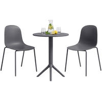GARTENMÖBEL-SET Ella 2 Stühle 162x60x85cm Kunststoff Dunkelgrau Balkonset - Dunkelgrau, Kunststoff - DELUKE