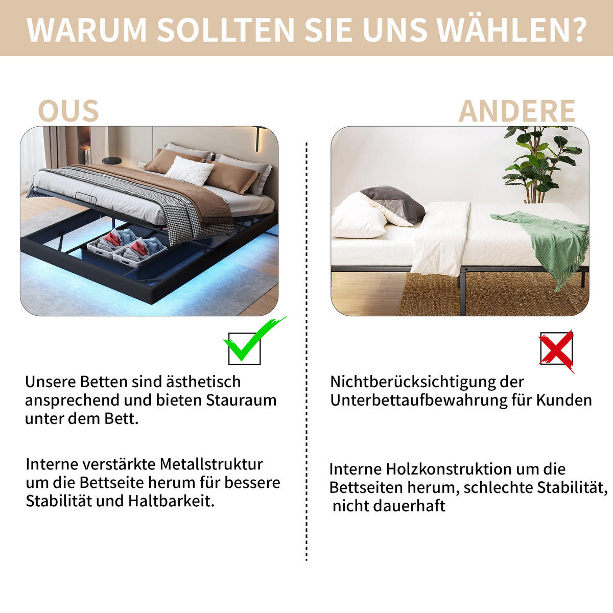 POLSTERBETT 160x200 cm, Schwarz, LED-Beleuchtung - Schwarz, Textil/Metall (160/200cm)