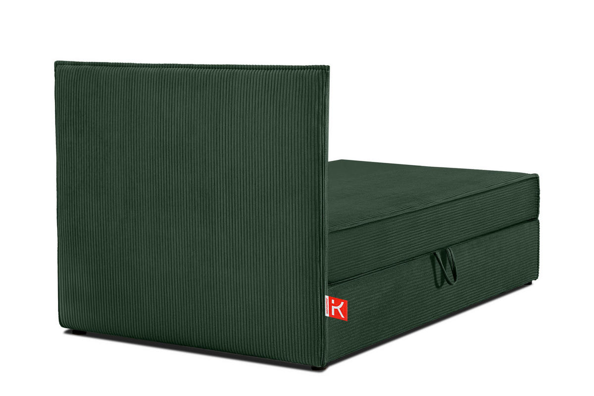 BOXSPRINGBETT ROTI Einzelbett, dunkelgrün - Dunkelgrün/Schwarz, Holz/Holzwerkstoff (80/200cm) - KONSIMO®