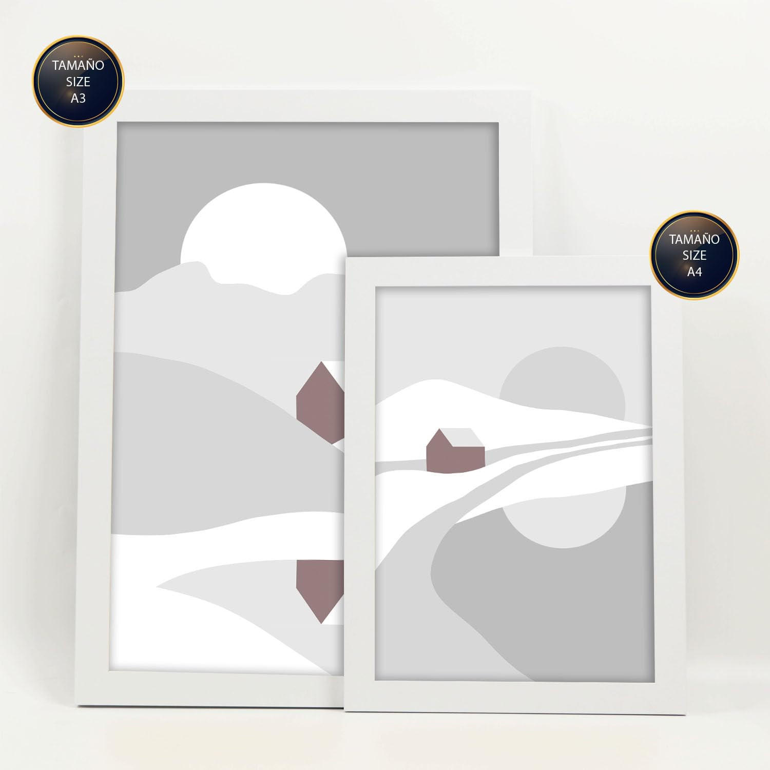 POSTER Set Mit 6 Naturtöne Landschaft Größe A3 & A4 Weißer Rahmen - Weiß, Papier (29.7/1cm) - Nacnic