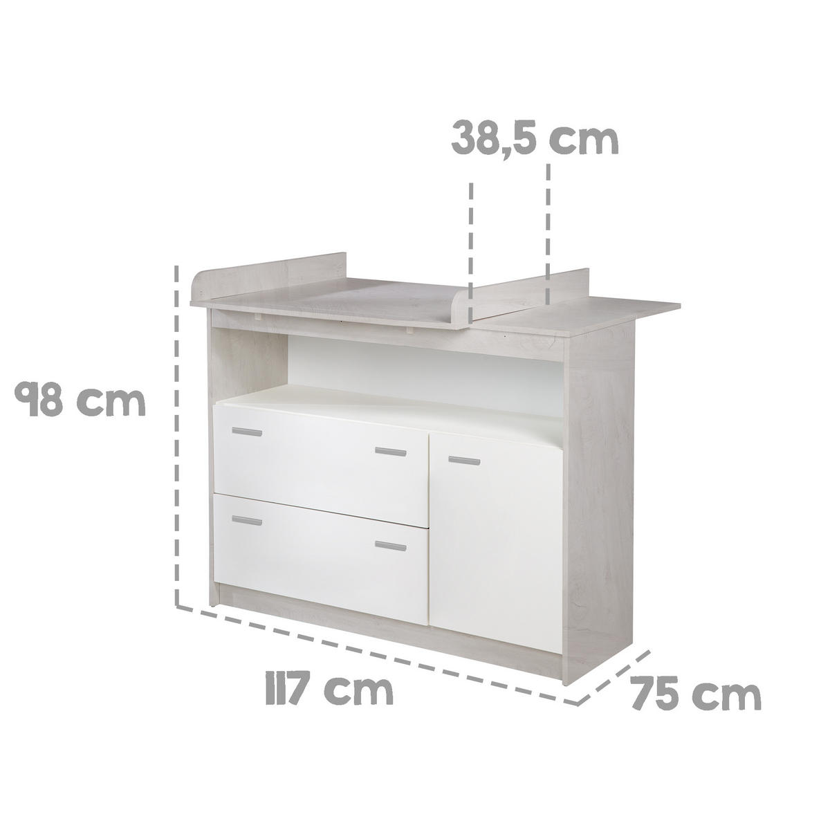 WICKELKOMMODE Julia - Weiß, Holzwerkstoff/Kunststoff (117/98/75cm) - Roba