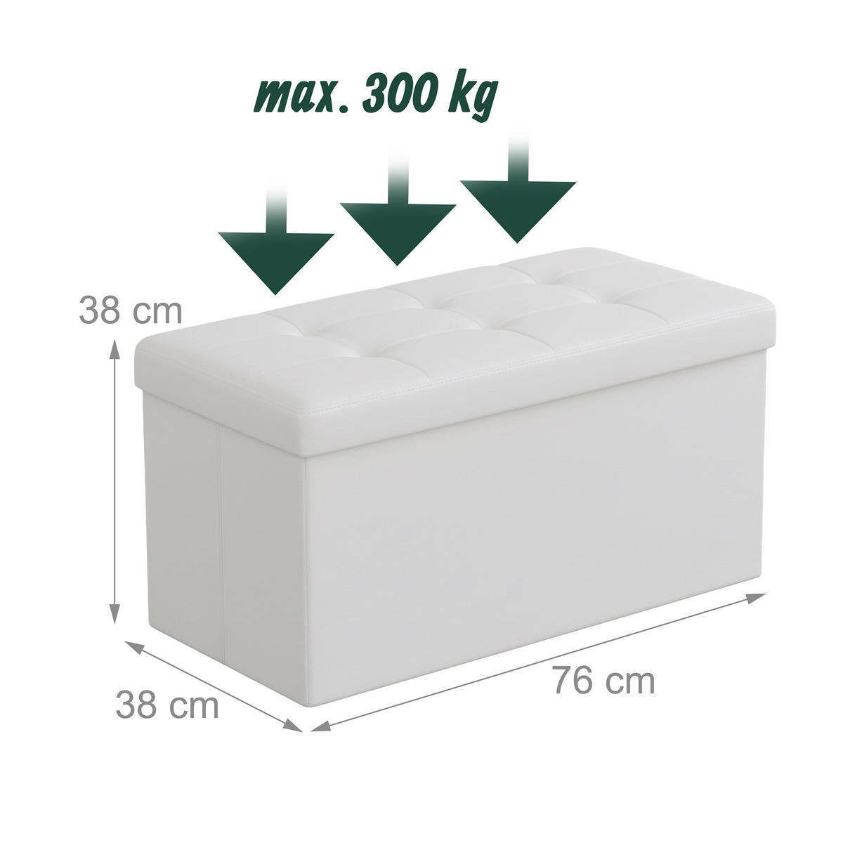 SITZBANK - Weiß, Holzwerkstoff/Kunststoff (76/38/38cm) - Relaxdays