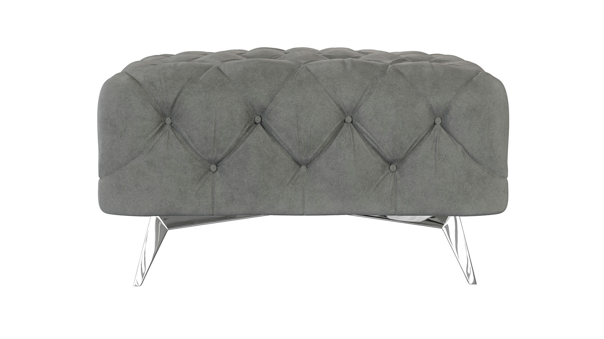 HOCKER Chesterfield Laura Grau Samt - Silberfarben/Grau, Holz/Textil (80/45/80cm) - S-Style Möbel