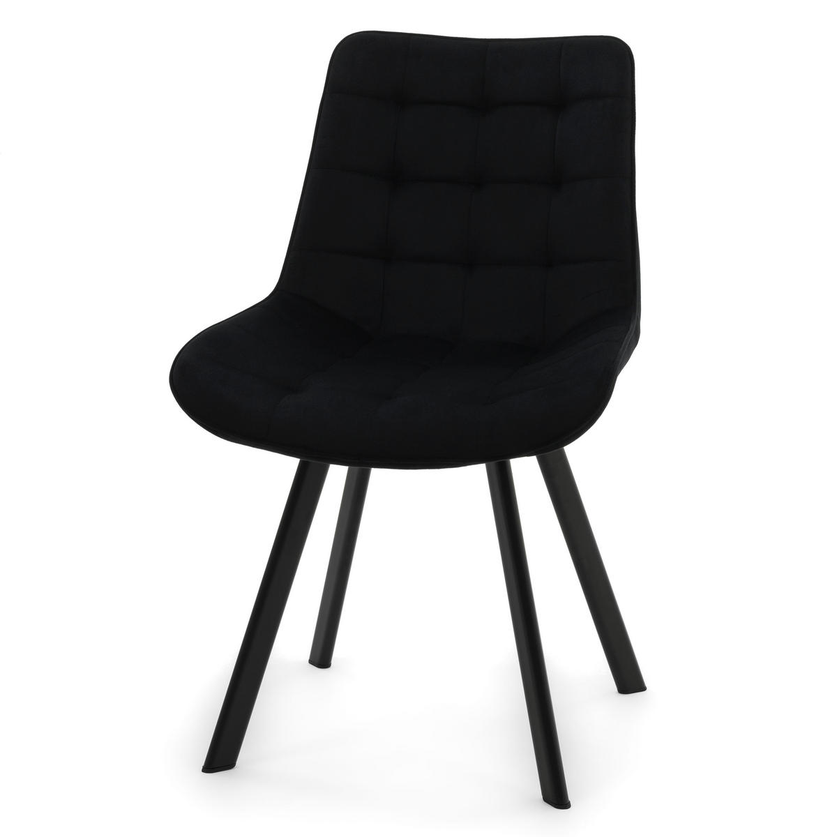 STUHL TORI gepolsterter mit Steppung - schwarz - Samt Velour - Schwarz, Textil/Metall (53/86/60cm) - NEW HOME