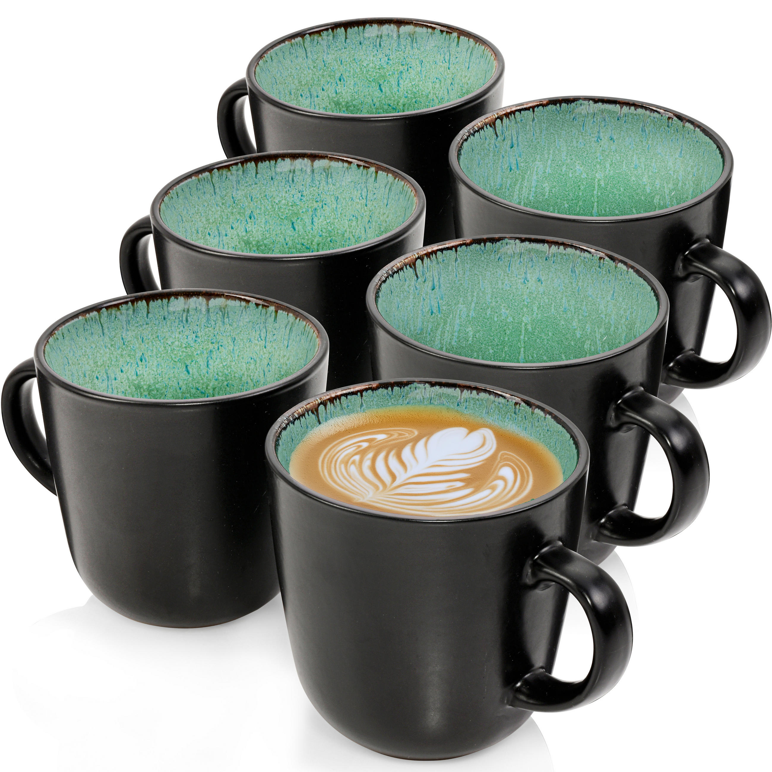 KAFFEEBECHER SET FIJI - 6 teilig aus Steingut - Grün, Keramik (0.43L) - Sänger