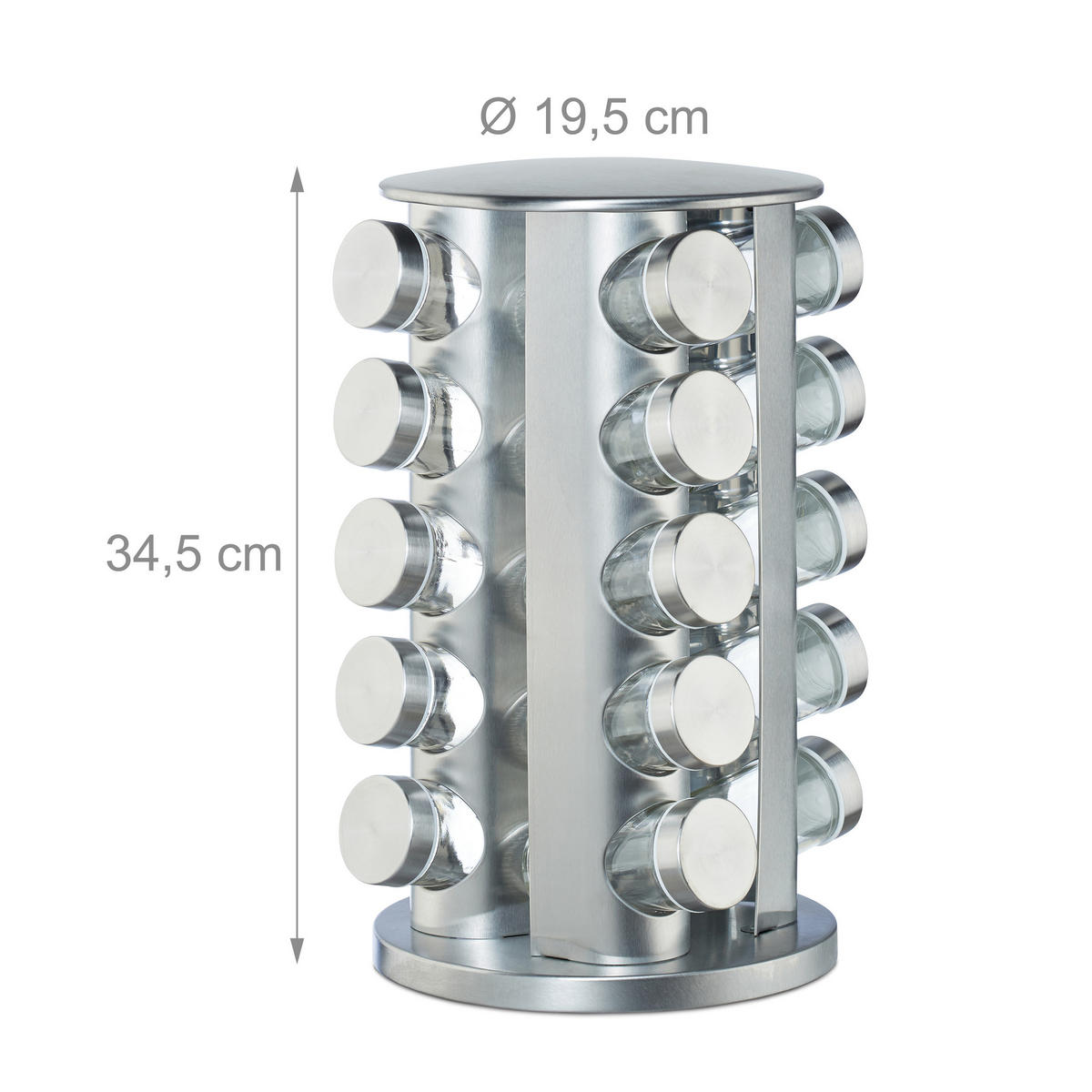 GEWÜRZKARUSSELL - Silberfarben, Glas/Kunststoff (19.5/34.5/19.5cm) - Relaxdays