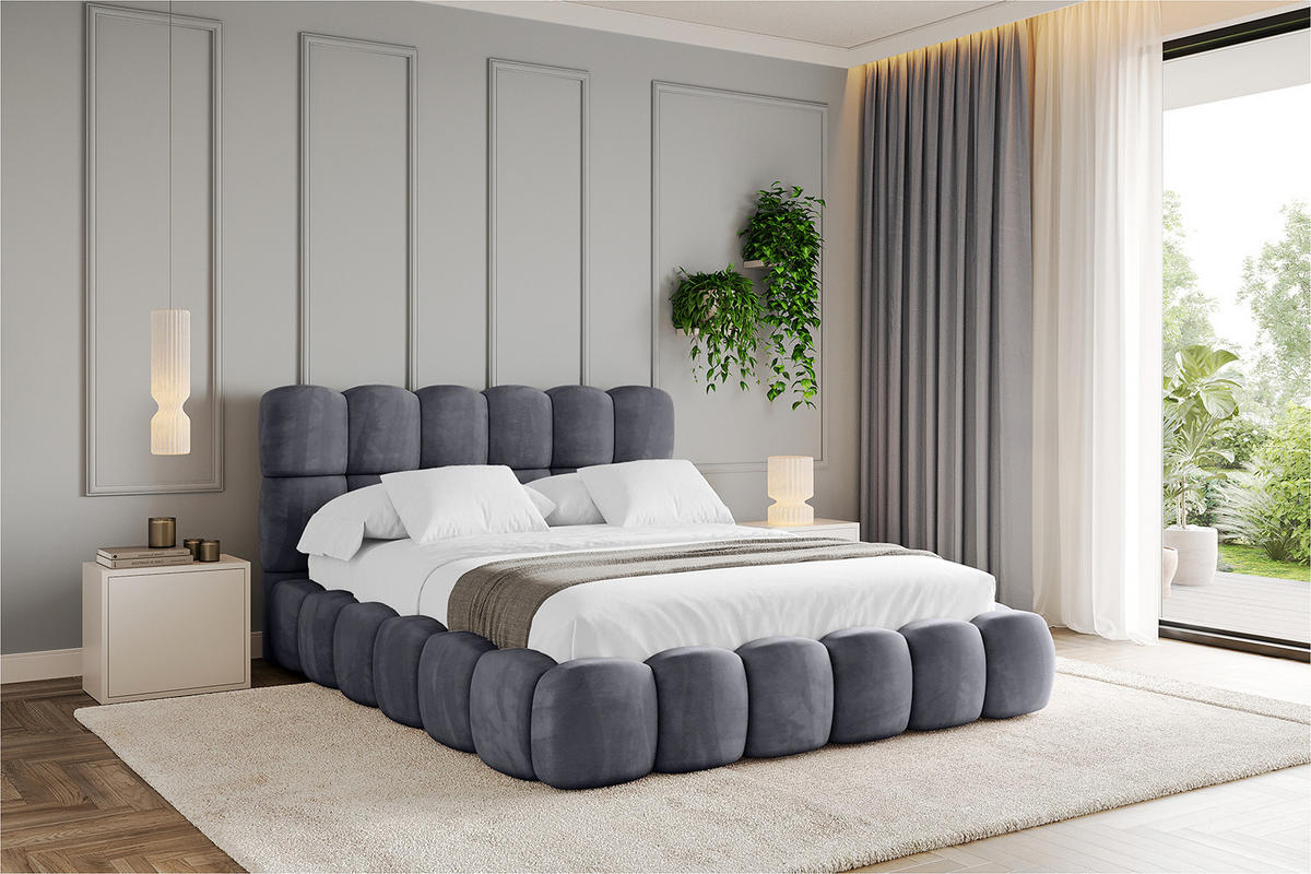 POLSTERBETT mit Bettkasten und Lattenrost, Bett mit Matratze H3/H4 - LEYA 120x200 Dunkelgrau - Dunkelgrau, Holzwerkstoff/Textil (120/200cm) - ALTDECOR