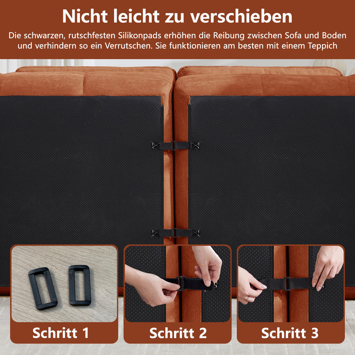 2-SITZER-SOFA DE-34464 quadratische Tuftung und 32D-Schaum Orange - Orange, Textil (97/68/194cm) - ComfortXL