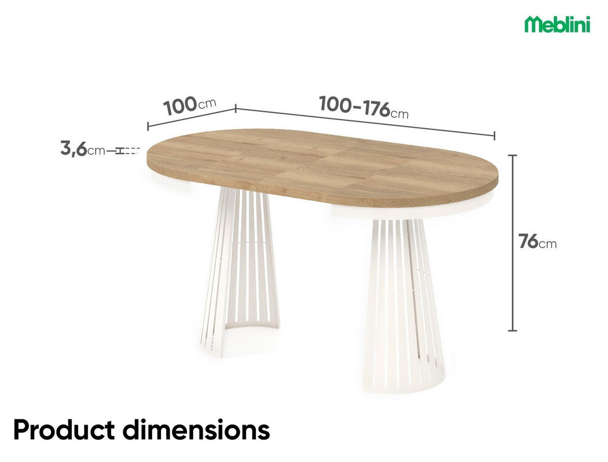 ESSTISCH Cone Bis - Hellbraun/Kaschmir, Holzwerkstoff/Metall (100/100/76cm) - Meblini