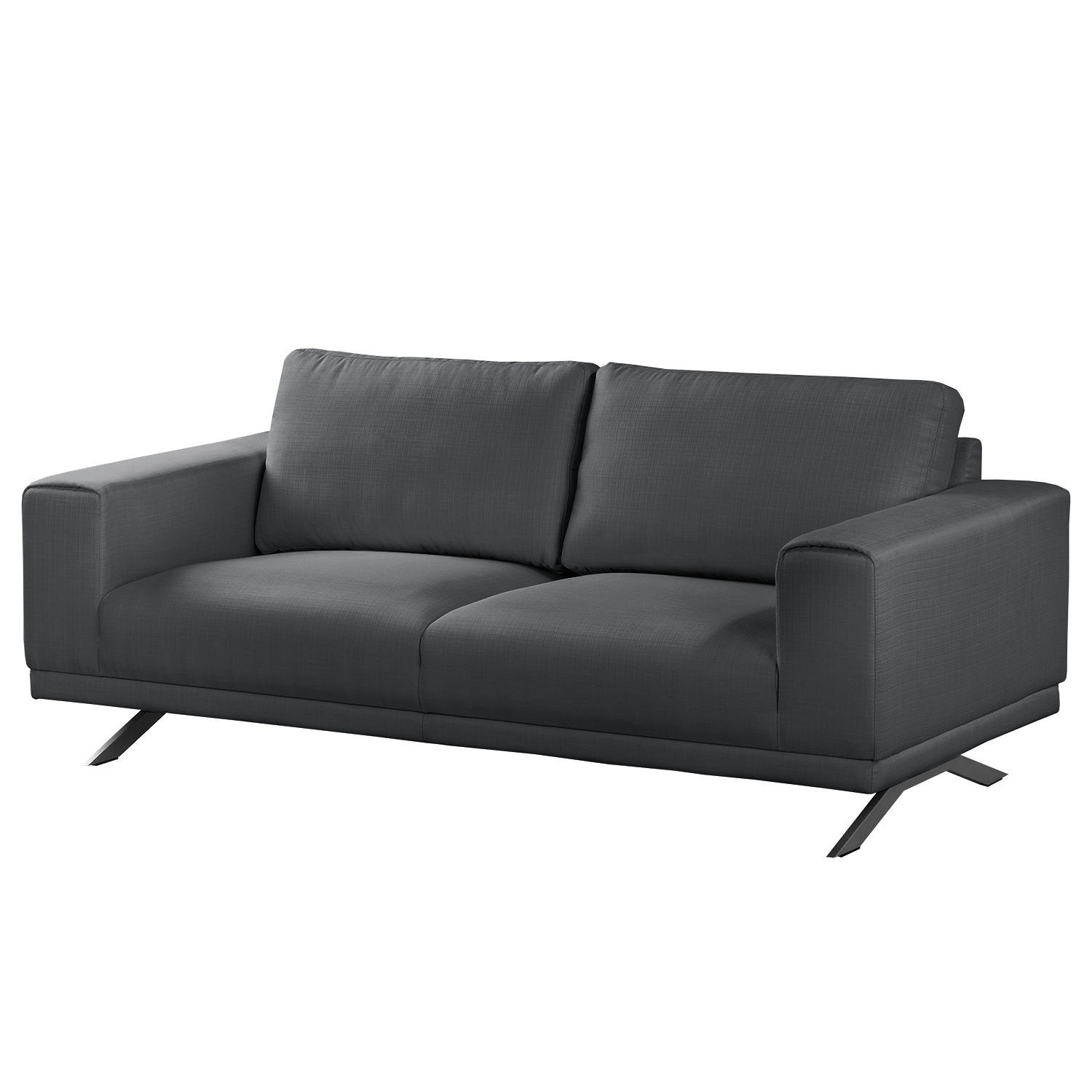 2-SITZER SOFA - Strukturstoff - Anthrazit, Textil (196/81/89cm) - home24