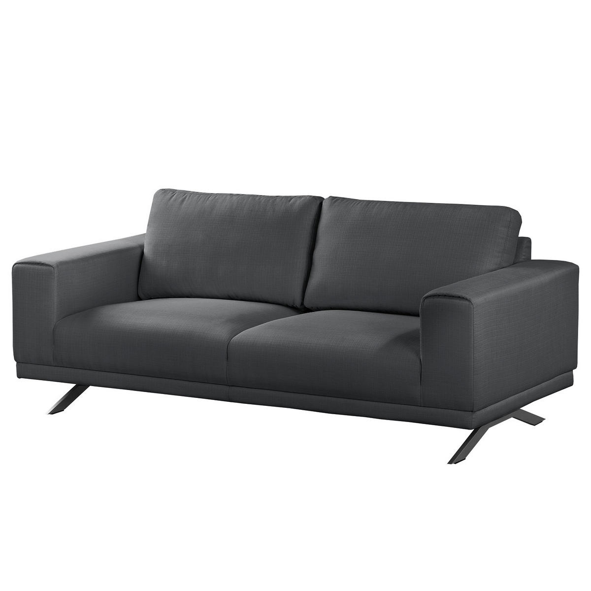 2-SITZER SOFA - Strukturstoff - Anthrazit, Textil (196/81/89cm) - home24