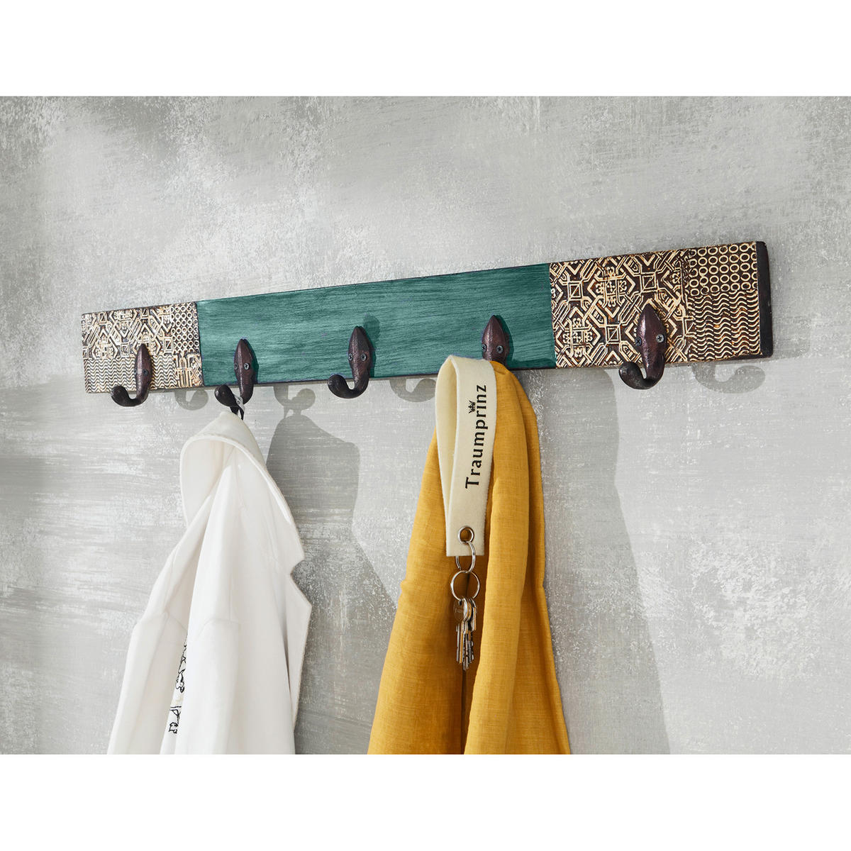 GARDEROBENLEISTE - Mango teilmassiv - Mango Dunkelbrau - Braun, Holz/Holzwerkstoff (90/8/2cm) - home24