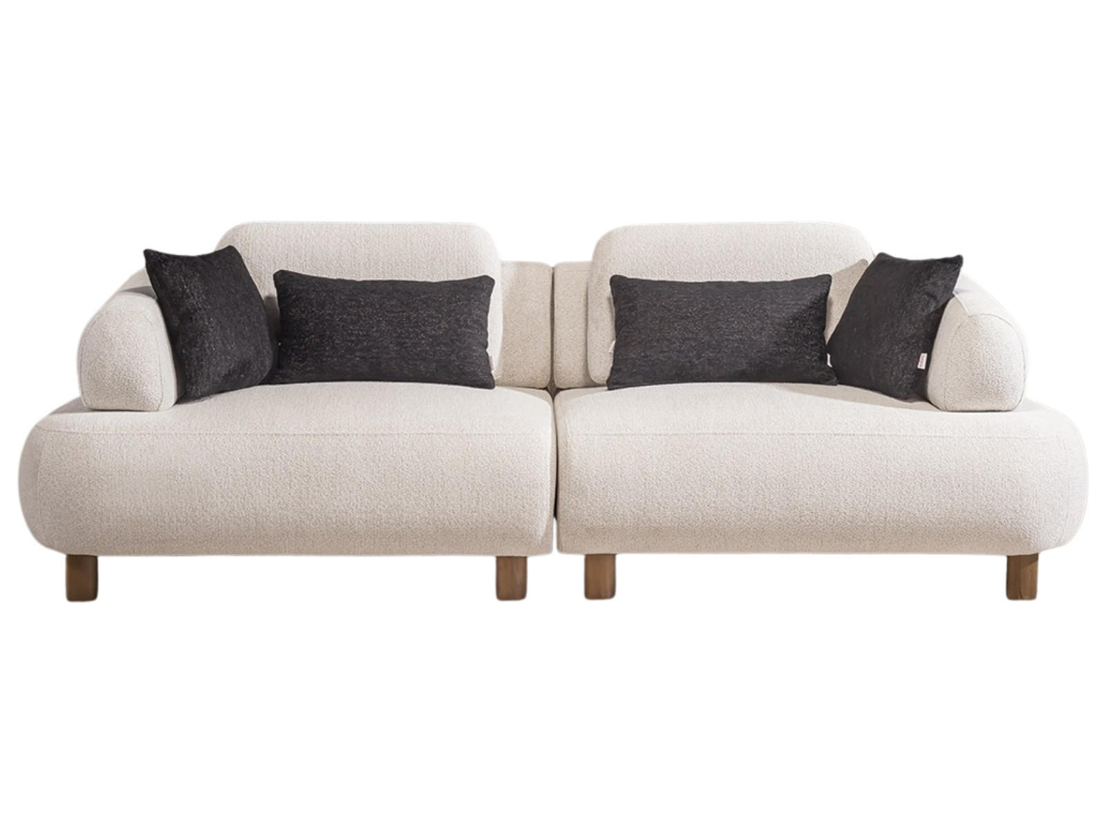 SOFA Barcelona 3-Sitzer Webstoff Creme - Beige, Holz/Textil (230/79/110cm) - Villa Möbel