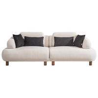 SOFA Barcelona 3-Sitzer Webstoff Creme - Beige, Holz/Textil (230/79/110cm) - Villa Möbel