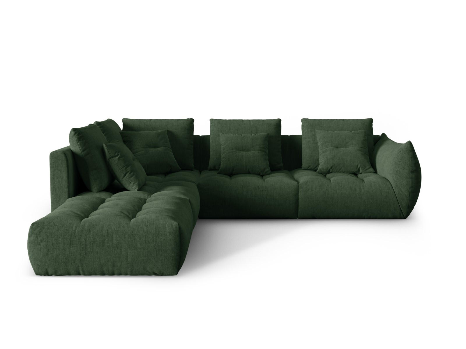 MODULARES-ECKSOFA links Bloom aus strukturiertem Stoff Moosgrün 4 Sitzplätze - Salbeigrün, Textil (310/316cm) - Micadoni