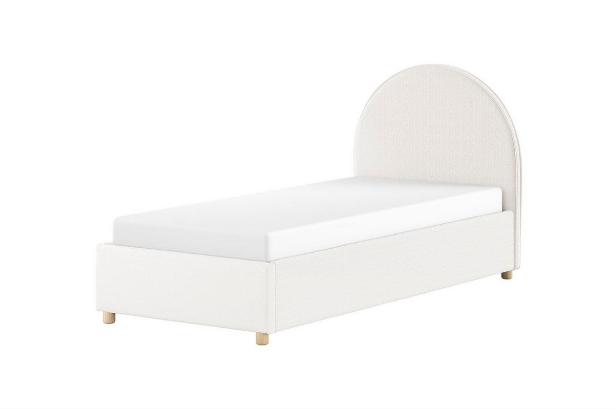 POLSTERBETT Karlotta 90x200 mit Bettkasten Bouclé Stoff weiß - Weiß, Kunststoff (90/200cm) - 58aufmkessel