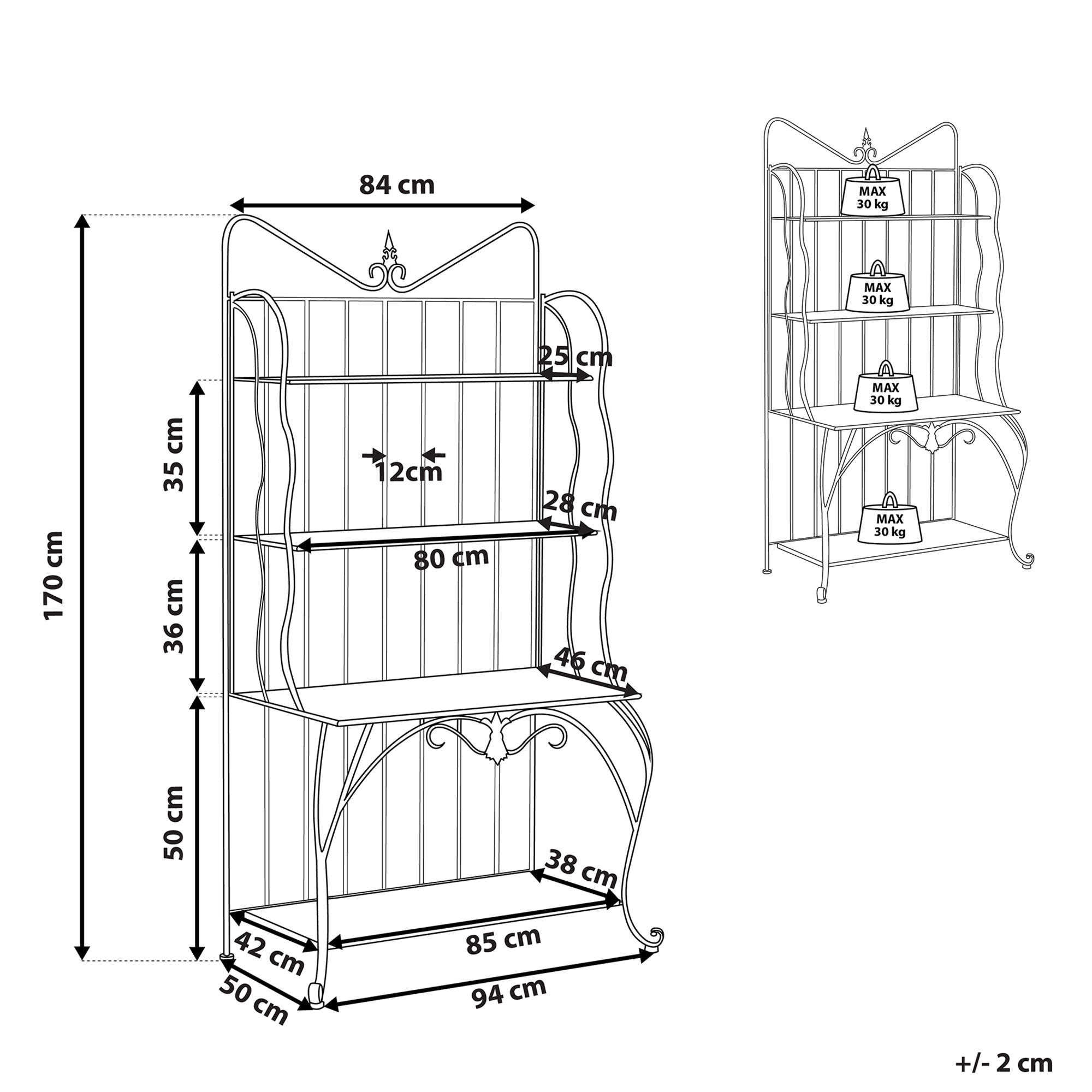 Thumbnail - Beliani Gartenregal, Beige, Metall, 94x170x50 cm, Gartenzubehör, Gartenkommoden & Gartenregale
