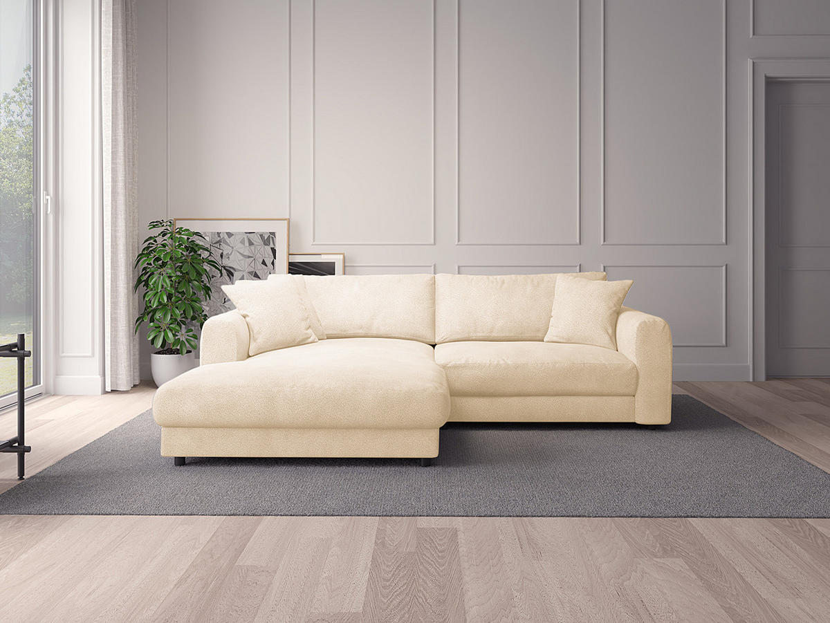 ECKSOFA mit Longchair - Beige/Schwarz, Kunststoff/Textil (238/183cm) - home24