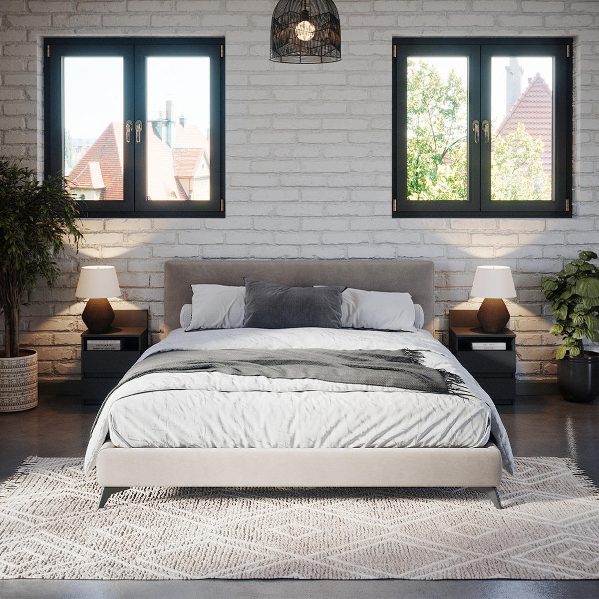 NACHTTISCH Monty Schwarz 39.6 x 59.1 cm 2er Set - Schwarz, Holzwerkstoff (32.3/59.1/39.6cm) - Vicco