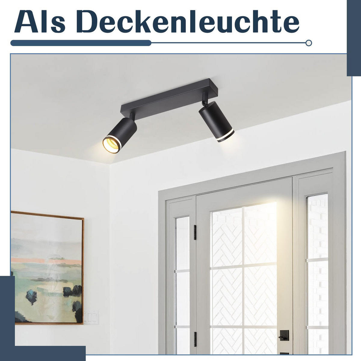 STRAHLER Taunus 2-flammig 28.5/5/17 cm - Schwarz, Metall (28.5/5/17cm) - Nettlife