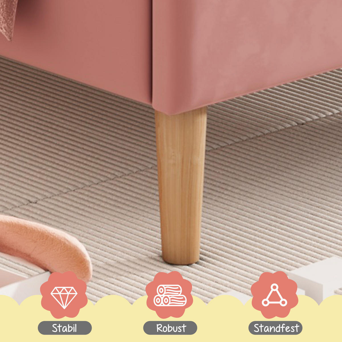 POLSTERBETT 90/200 cm Pink aus Samt mit höhenverstellbarem Kopfteil - Rosa, Textil (90/200cm) - OKMYHOME