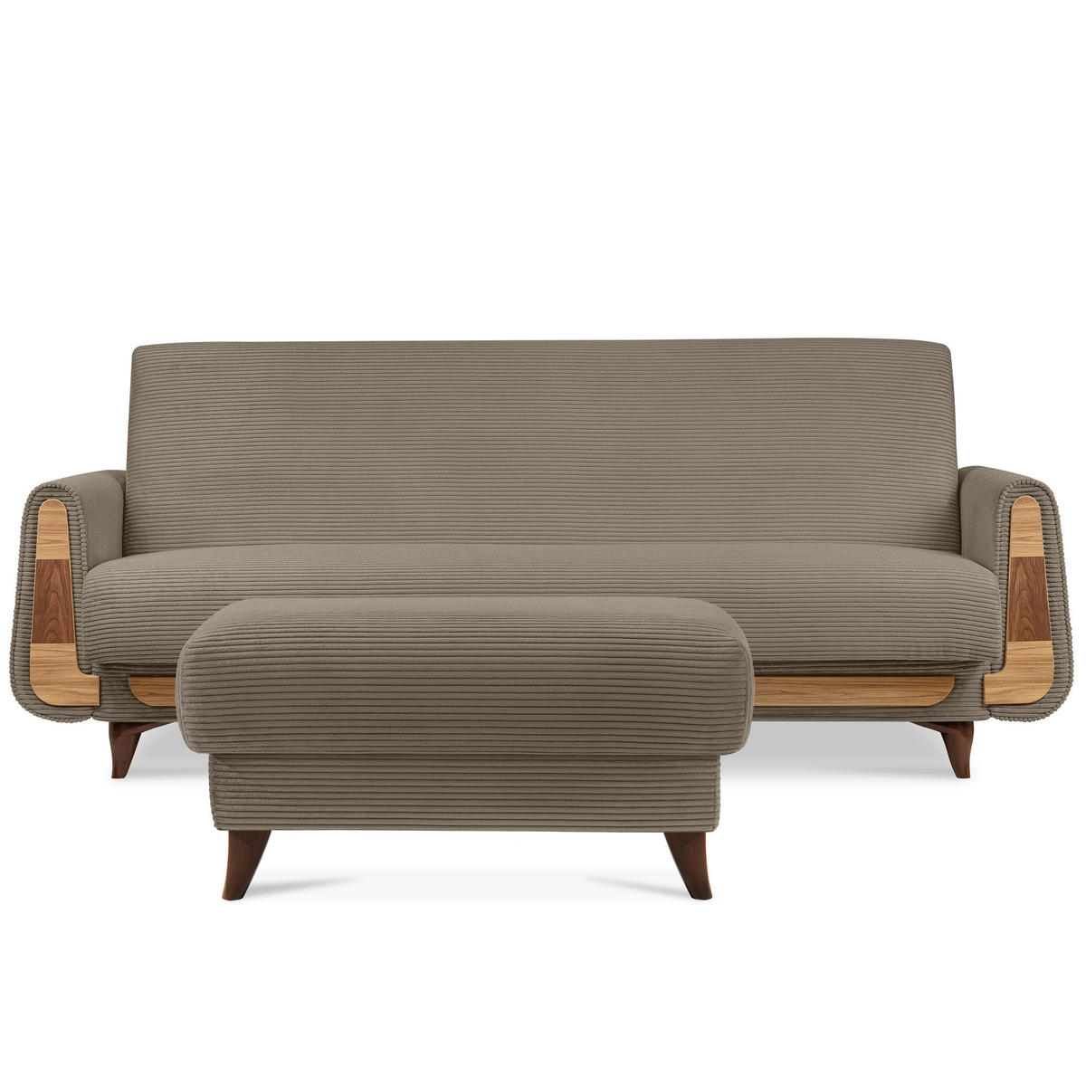 HOCKER GUSTAVO II, Beige - Beige/Braun, Holz/Holzwerkstoff (92/49/92cm) - KONSIMO®