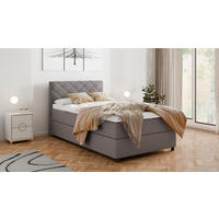 BOXBETT Diamaro 120x200 cm mit Bettkasten und Topper - Dunkelgrau - Grau, Holz (120/200cm) - Homesy