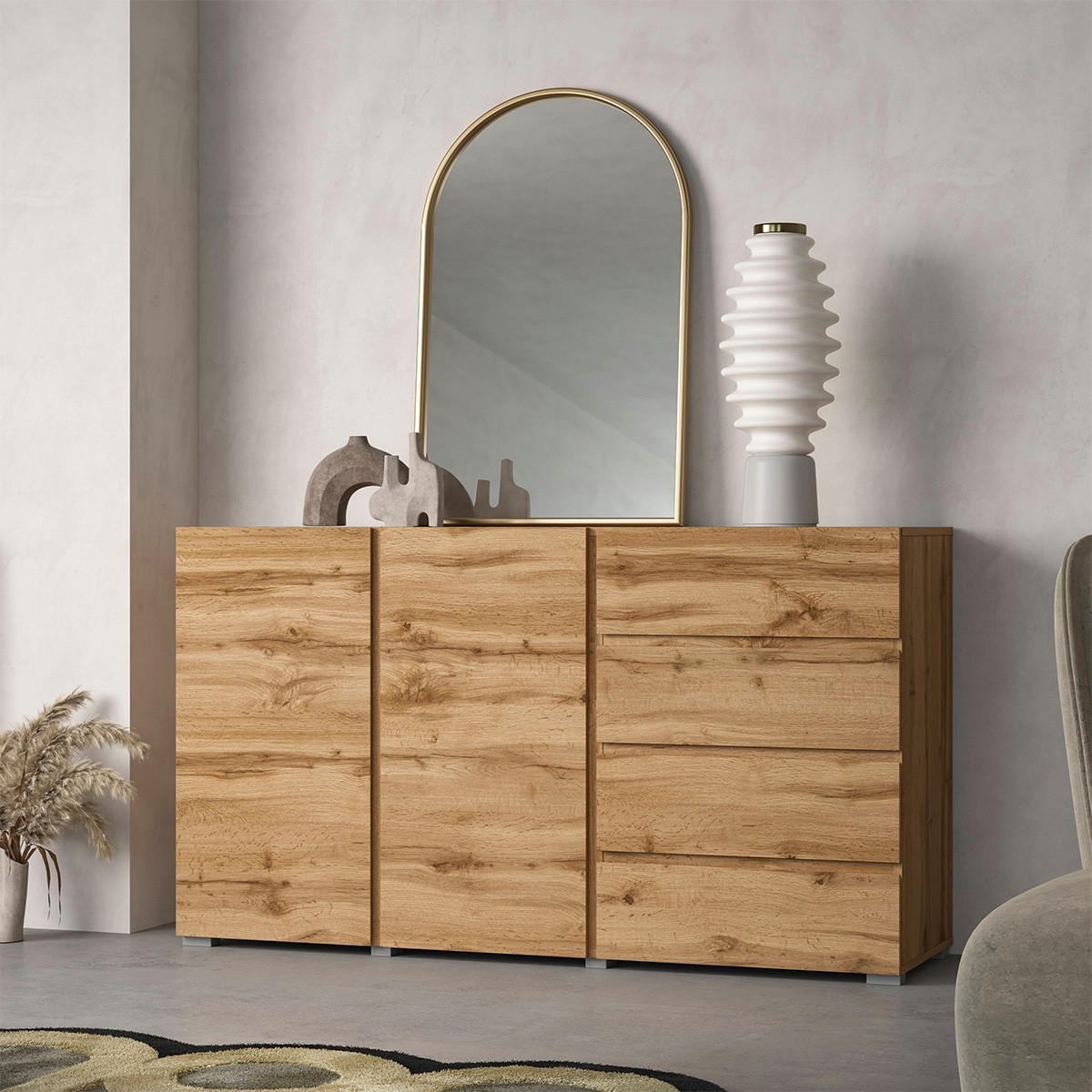 SIDEBOARD Maxis Dřevo - hnědá, kompozitní dřevo (138/78/40cm) - Petits-meubles