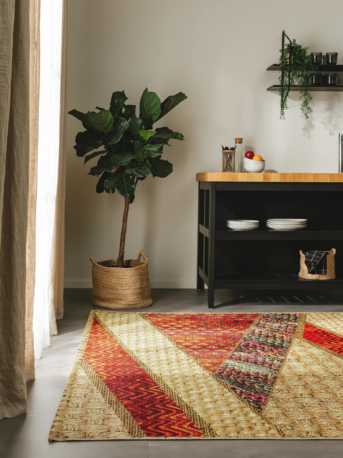 VNITŘNÍ a venkovní koberec Kenya Béžová/Červená 120x180 cm - béžová, textil/umělá hmota (120/180cm) - benuta Nest