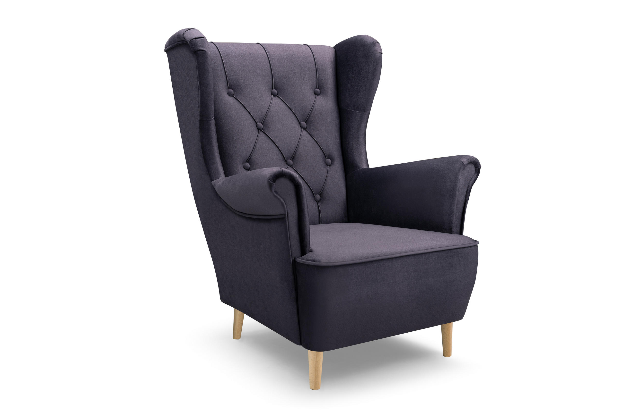 SESSEL TIBER, Polstersessel Glamour Loungesessel, Velours-Stoff Grau - Grau, Holz/Holzwerkstoff (75/104/85cm) - MASSENO