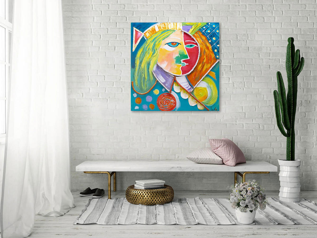 ACRYLBILD HANDGEMALT 80/80 cm - Multicolor, Holz/Textil (80/80cm) - KUNSTLOFT