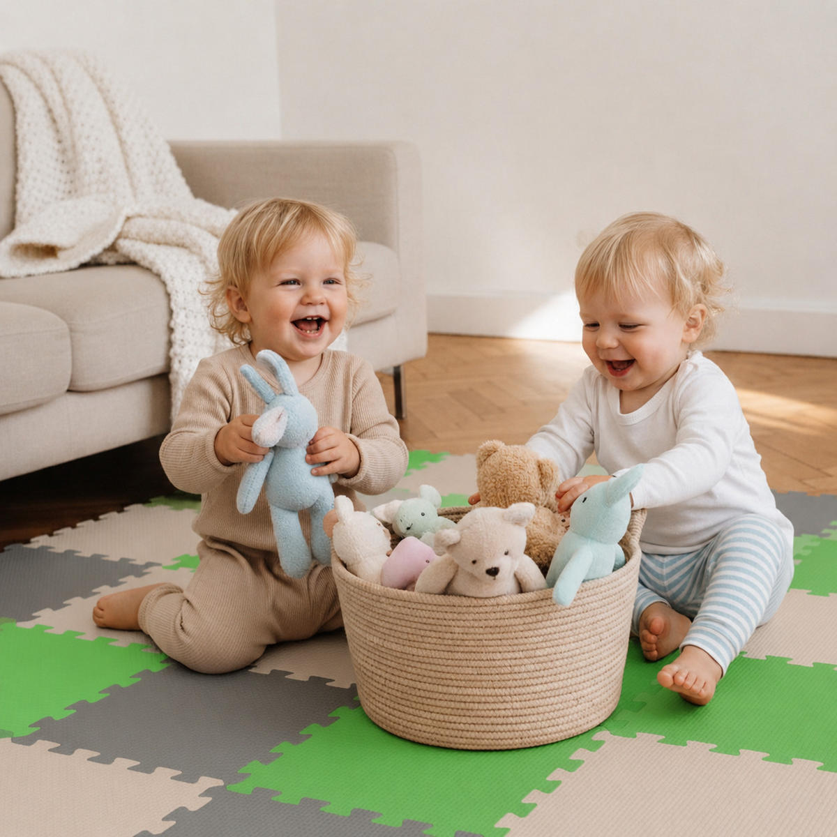SPIELMATTE ab Null - 270/90 cm Puzzlematte Grau - Multicolor, Kunststoff (30/30cm) - Littletom