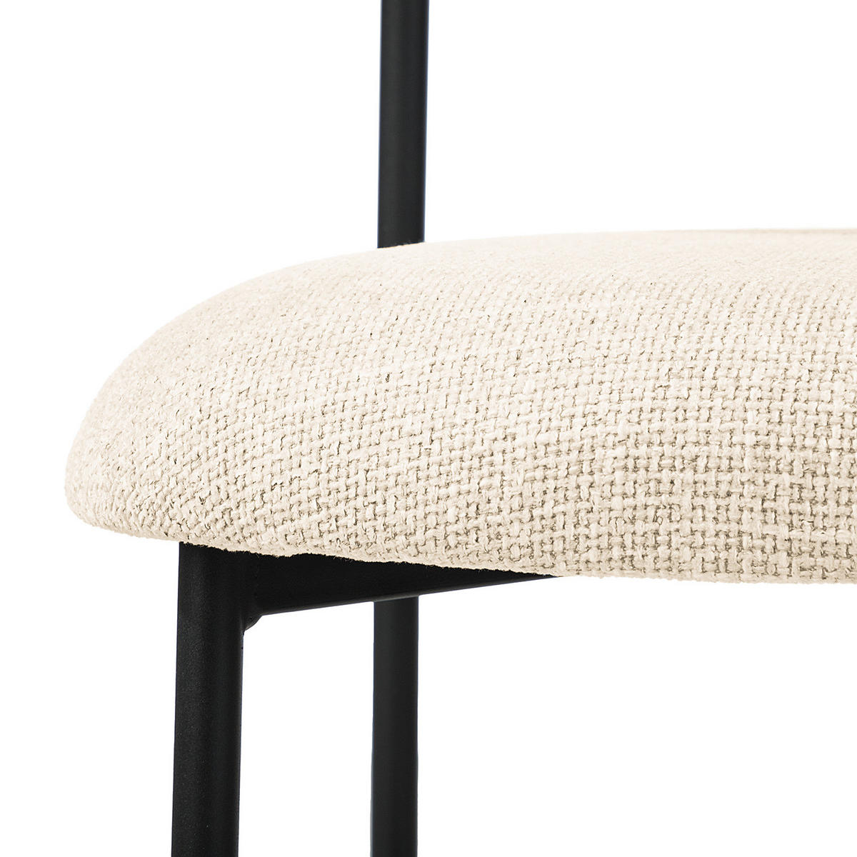 POLSTERSTUHL - Strukturstoff / Edelstahl, 2er-Set - Creme/Schwarz, Metall (58/80/54cm) - home24