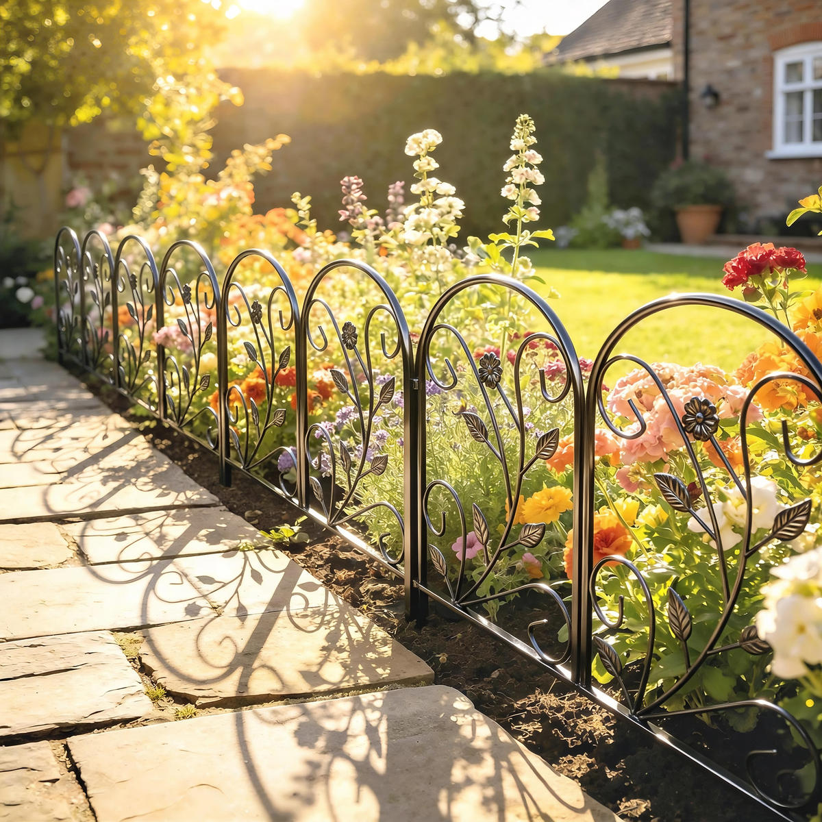 TEICHZAUN 5er Set Metall Schwarz - Schwarz, Metall (1/60cm) - Outsunny