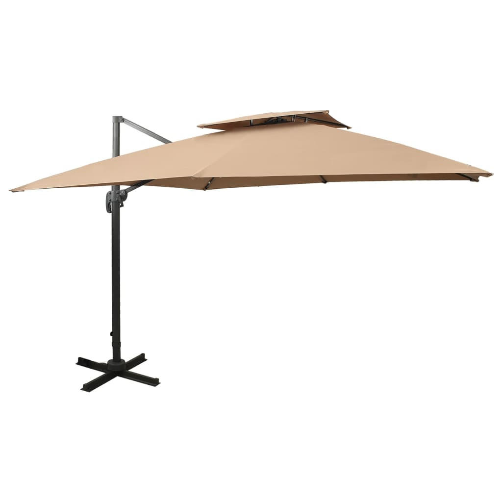 SONNENSCHIRM rechteckig LOTI 300cm Taupe | UV-Schutz, Kippbar, Kurbelsystem | Ampelschirm - Taupe, Metall (300/300cm) - DELUKE