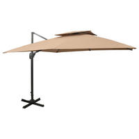 SONNENSCHIRM rechteckig LOTI 300cm Taupe | UV-Schutz, Kippbar, Kurbelsystem | Ampelschirm - Taupe, Metall (300/300cm) - DELUKE