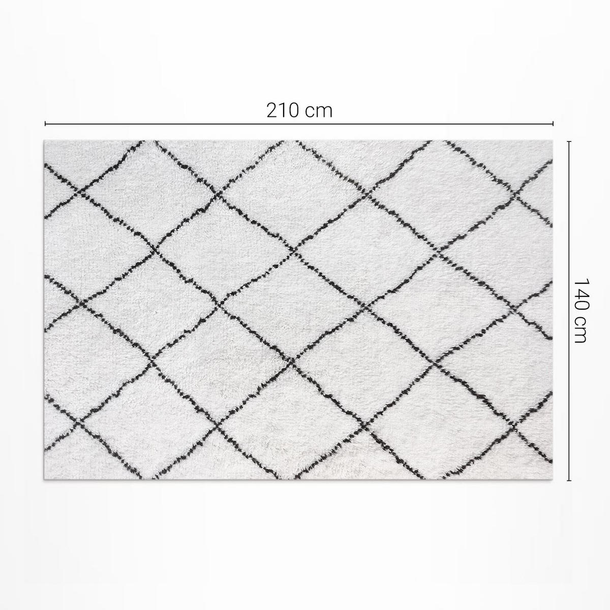 TEPPICH 140x210 cm Schwarze Linien Plüsch-Imitation Muster - Perlmutt, Kunststoff (140/210cm) - Wallfluent