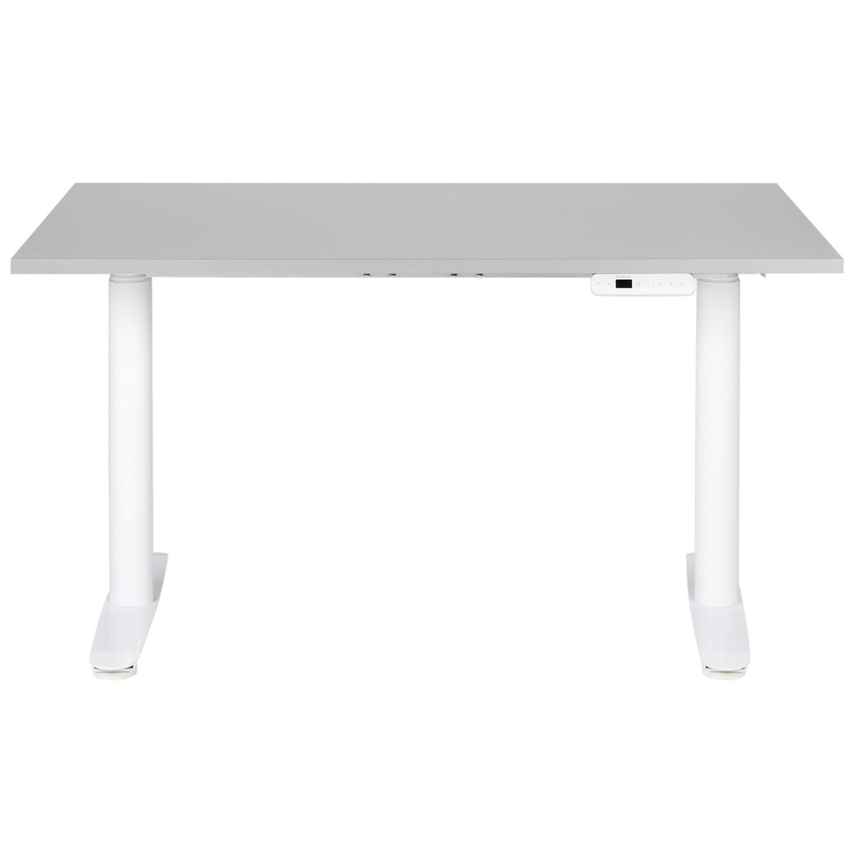 SCHREIBTISCH grauweiß 120/72 cm elektrisch höhenverstellbar Destin IV - Weiß/Grau, Holz (72/120/67cm) - Beliani